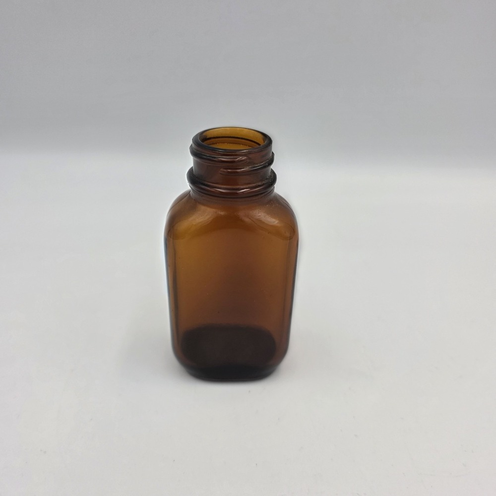 Vintage Amber Brown Apothecary Bottle Numbers 9 8 73 on bottom 3" tall